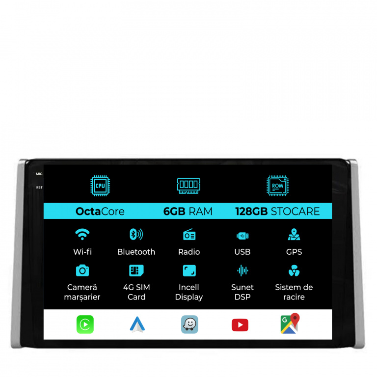 Navigatie Dedicata Toyota Rav 4 (2018-2024), 9Inch, 6Gb Ram, 128Gb Stocare, Carplay