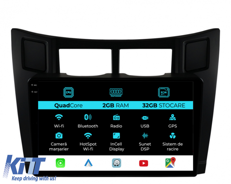 Navigatie Dedicata Toyota Yaris (2005-2011), 9Inch, 2Gb Ram, 32Gb Stocare, Carplay NAVTY92SJD