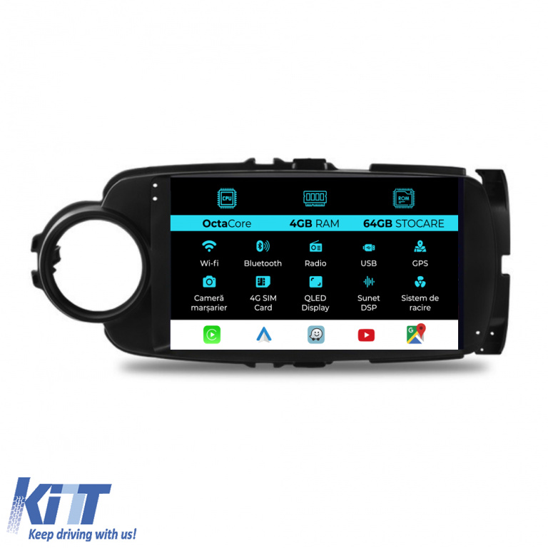 Navigatie Dedicata Toyota Yaris (2011-2018), 9Inch, 4Gb Ram, 64Gb Stocare, Carplay NAVTY94QZI