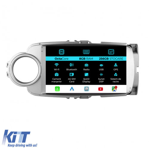 Navigatie Dedicata Toyota Yaris (2011-2018), 9Inch, 8Gb Ram, 256Gb Stocare, Carplay NAVTY98GUN