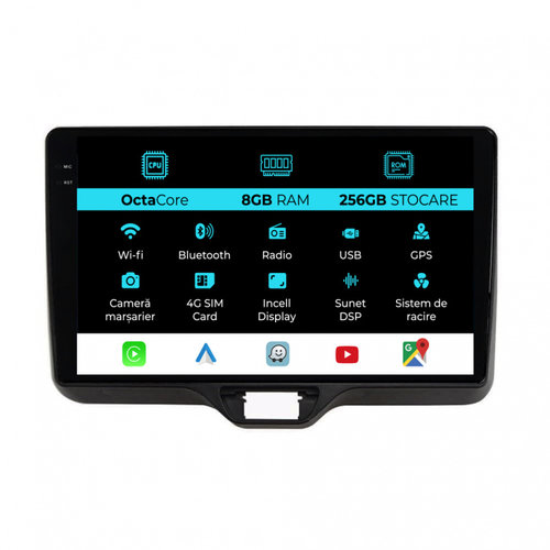 Navigatie Dedicata Toyota Yaris P21 (2020-2025), 10 Inch, 8Gb Ram, 256Gb Stocare, Carplay