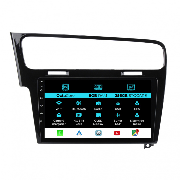 Navigatie Dedicata Volkswagen Golf 7 (2013-2020), 10Inch, 8Gb Ram, 256Gb Stocare,Carplay