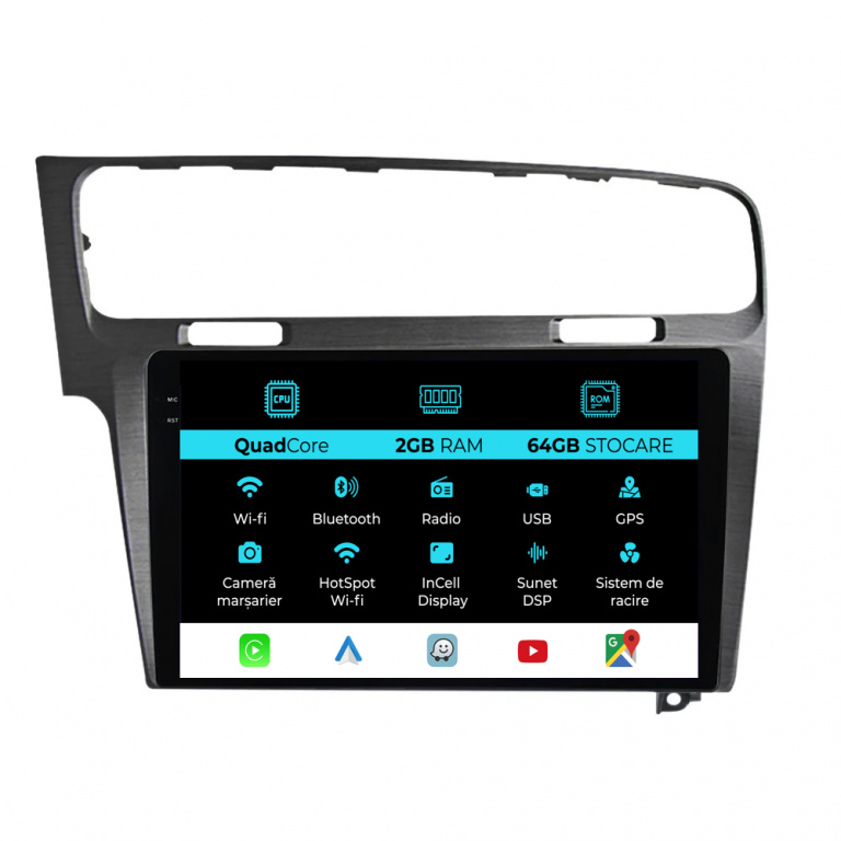 Navigatie Dedicata Volkswagen Golf 7 (2013-2020), 10Inch, 2Gb Ram, 32Gb Stocare, Carplay