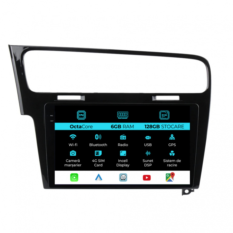 Navigatie Dedicata Volkswagen Golf 7 (2013-2020), 10Inch, 6Gb Ram, 128Gb Stocare, Carplay