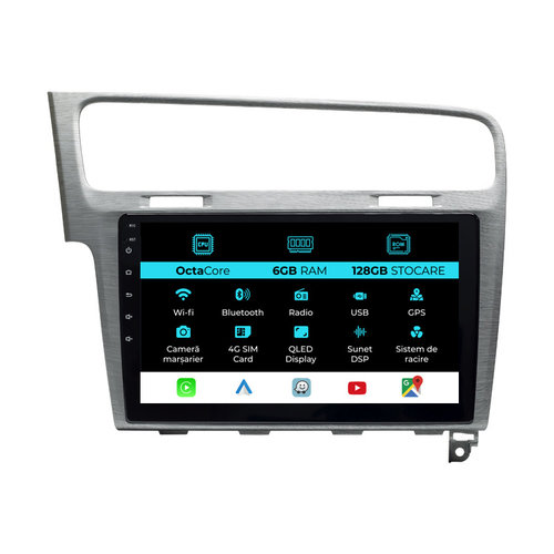 Navigatie Dedicata Volkswagen Golf 7 (2013-2020), 10Inch, 6Gb Ram, 128Gb Stocare, Carplay
