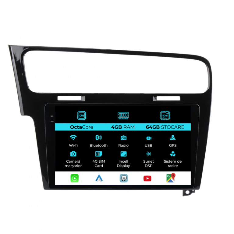 Navigatie Dedicata Volkswagen Golf 7 (2013-2020), 10Inch, 4Gb Ram, 64Gb Stocare, Carplay