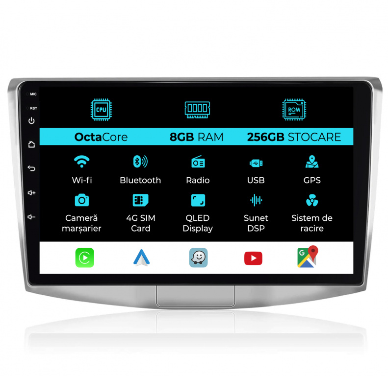 Navigatie Dedicata Volkswagen Passat B6, B7, CC (2005 -2015), 10Inch, 8Gb Ram, 256Gb Stocare, Carplay