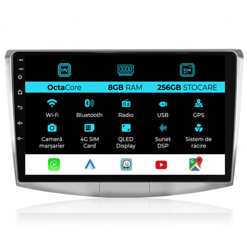 Navigatie Dedicata Volkswagen Passat B6, B7, CC (2005 -2015), 10Inch, 8Gb Ram, 256Gb Stocare, Carpla...