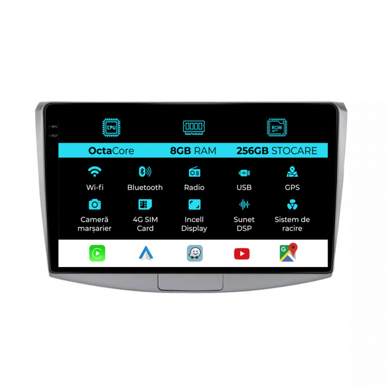 Navigatie Dedicata Volkswagen Passat B6 B7 CC (2005-2015), 10Inch, 8Gb Ram, 256Gb Stocare, Carplay