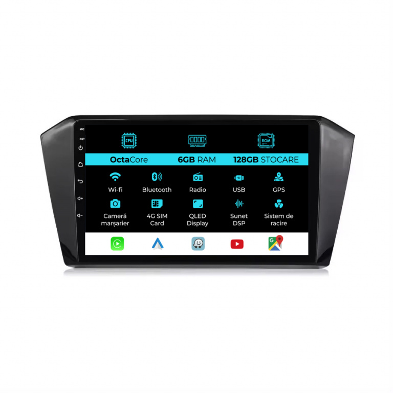 Navigatie Dedicata Volkswagen Passat B8 (2015 - 2022), 10 Inch, 6Gb Ram, 128Gb stocare, Carplay