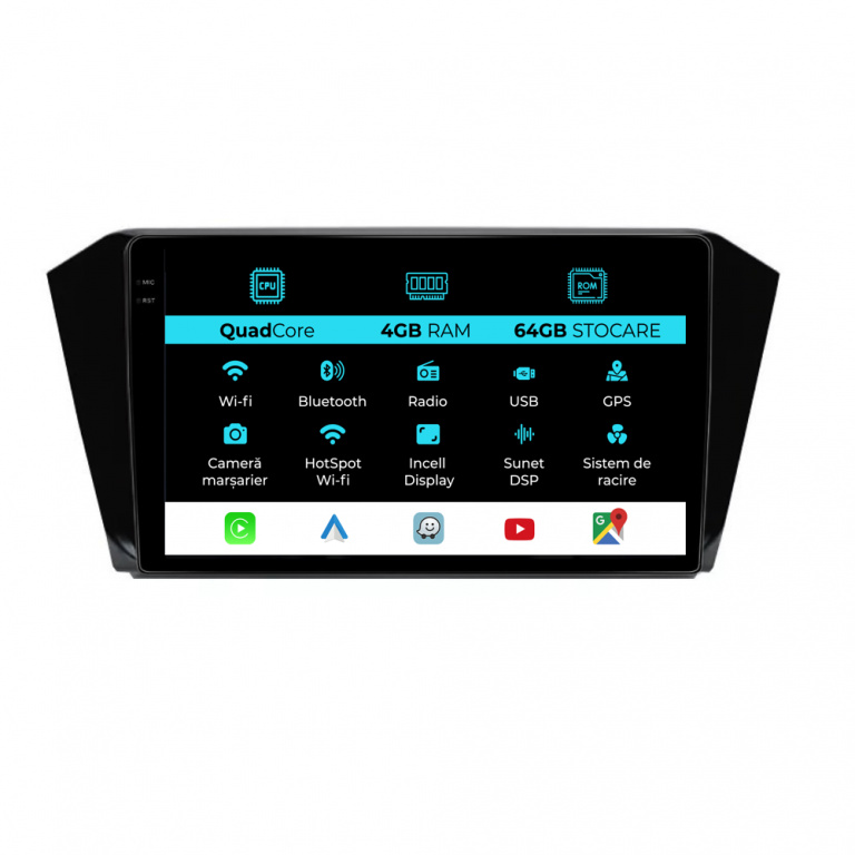 Navigatie Dedicata Volkswagen Passat B8 (2015-2022),QuadCore, 10Inch, 4Gb Ram, 64Gb Stocare, Carplay