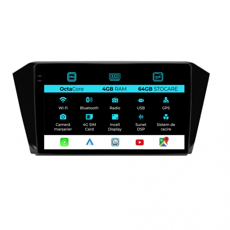 Navigatie Dedicata Volkswagen Passat B8 (2015 - 2022), 10Inch, 4Gb Ram, 64Gb Stocare, Carplay