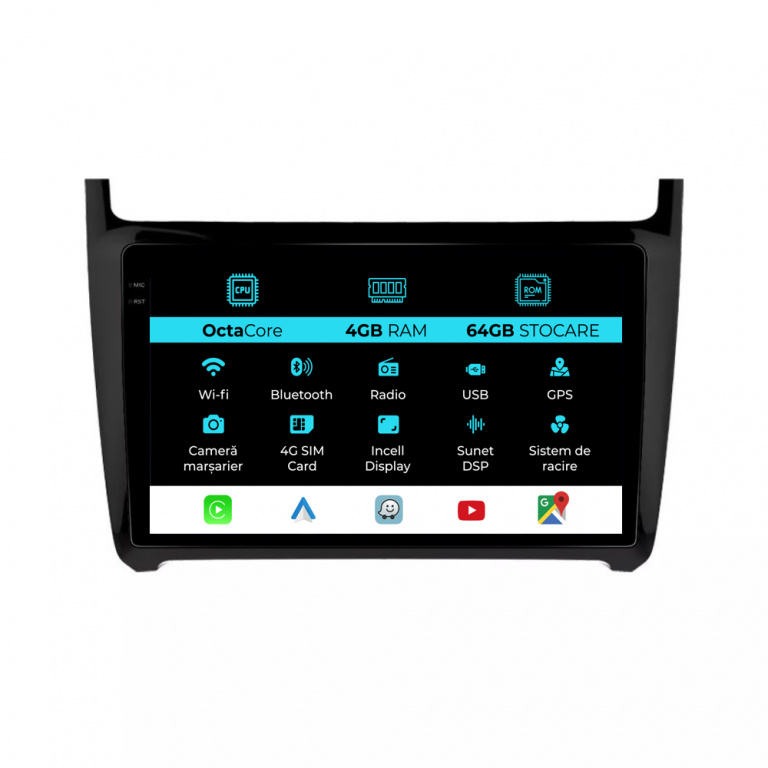 Navigatie Dedicata Volkswagen Polo (2009-2018), Incell 9Inch, 4Gb Ram, 64Gb Stocare, Carplay