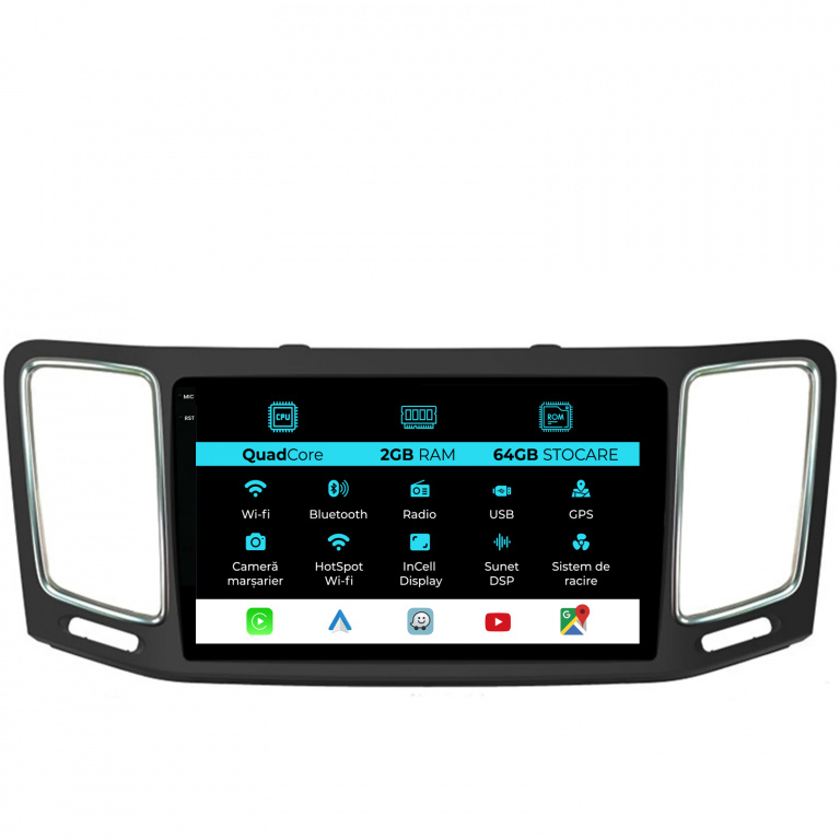 Navigatie Dedicata Volkswagen Sharan (2012-2019), 9Inch, 2Gb Ram, 32Gb Stocare, Carplay