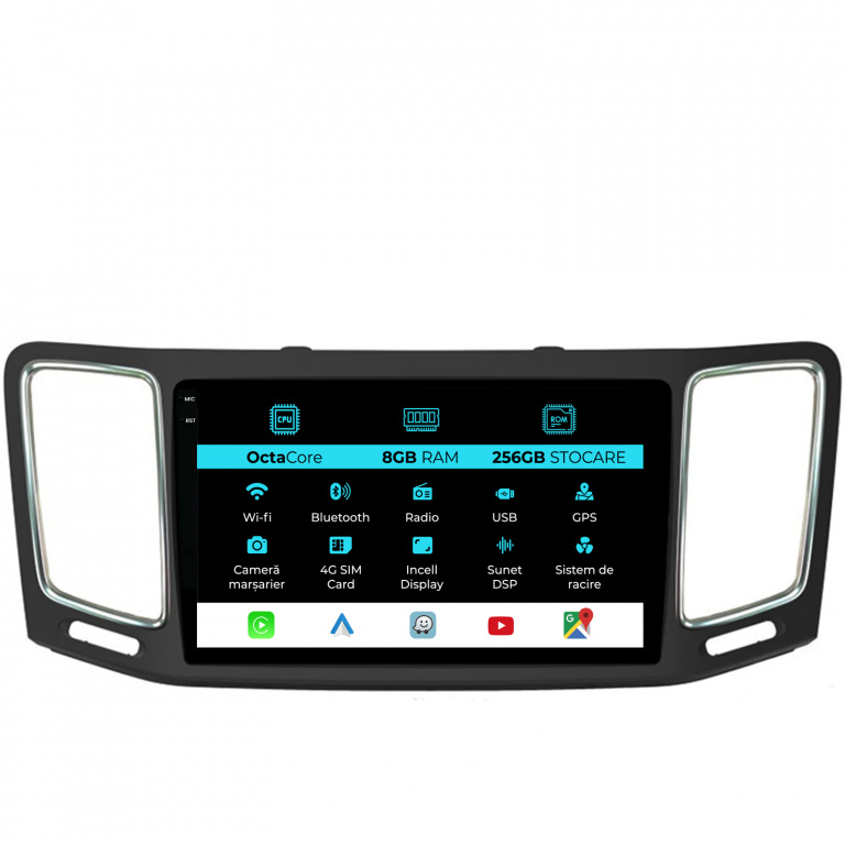 Navigatie Dedicata Volkswagen Sharan (2012-2019), 9Inch, 8Gb Ram, 256Gb Stocare, Carplay