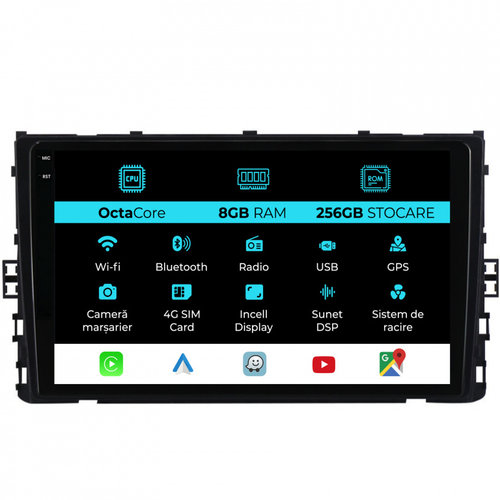 Navigatie Dedicata Volkswagen T-Roc (2017-2025), 9Inch, 8Gb Ram, 256Gb Stocare, Carplay