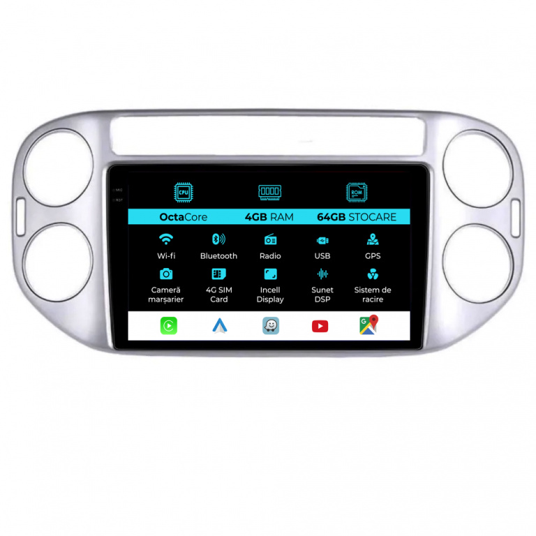 Navigatie Dedicata Volkswagen Tiguan (2006-2016), 9Inch, 4Gb Ram, 64Gb Stocare, Carplay
