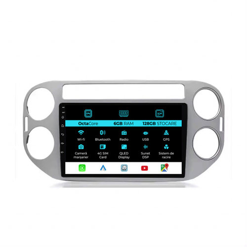 Navigatie Dedicata Volkswagen Tiguan (2006-2016), 9Inch, 6Gb Ram, 128Gb Stocare, Carplay