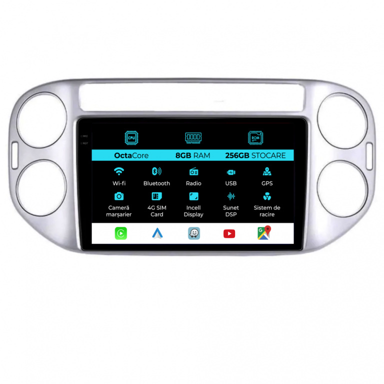 Navigatie Dedicata Volkswagen Tiguan (2006-2016), 9Inch, 8Gb Ram, 256Gb Stocare, Carplay