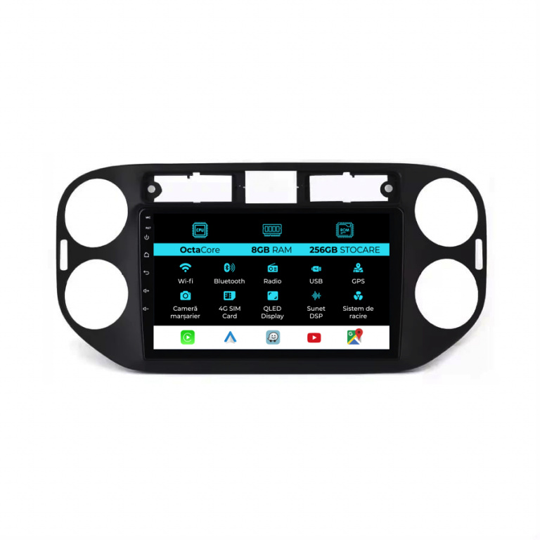 Navigatie Dedicata Volkswagen Tiguan (2011-2016), 9Inch, 8Gb Ram, 256Gb Stocare, Carplay