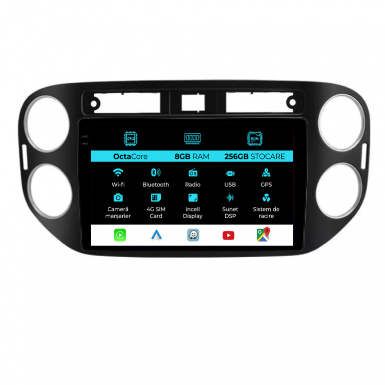 Navigatie Dedicata Volkswagen Tiguan (2011-2016), 9Inch, 8Gb Ram, 256Gb Stocare, Carplay