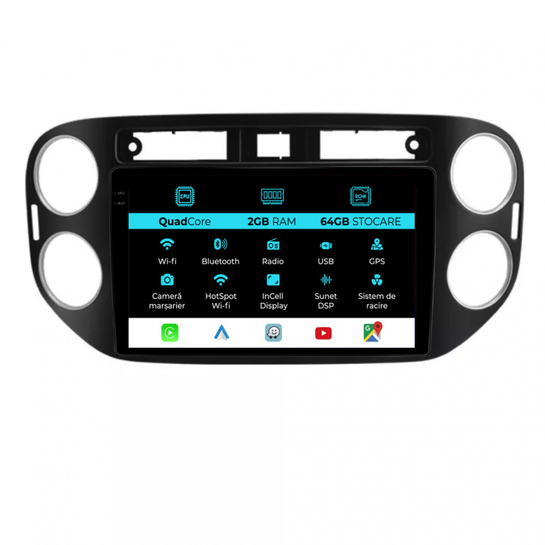 Navigatie Dedicata Volkswagen Tiguan (2011-2016), 9Inch, 2Gb Ram, 32Gb Stocare, Carplay