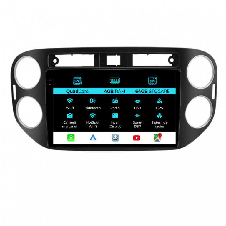 Navigatie Dedicata Volkswagen Tiguan (2011-2016),QuadCore, 9Inch, 4Gb Ram, 64Gb Stocare, Carplay
