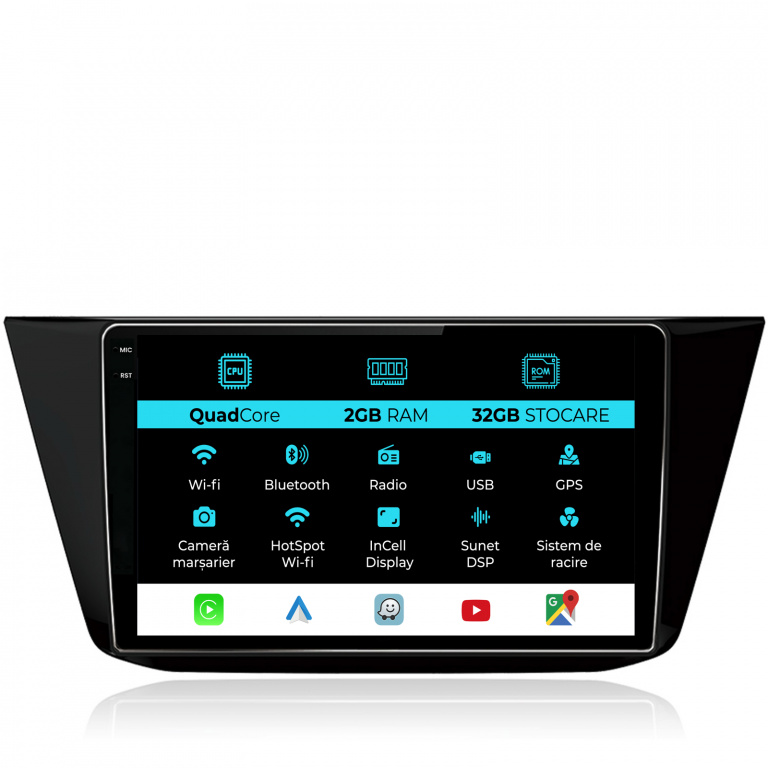 Navigatie Dedicata Volkswagen Tiguan (2016 - 2023), 10Inch, 2Gb Ram, 32Gb Stocare, Carplay