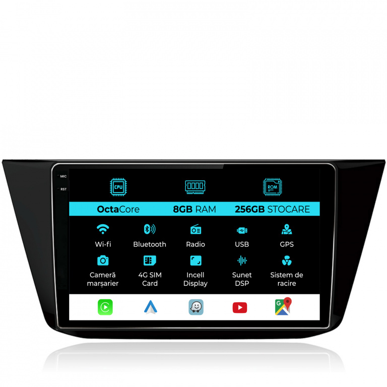 Navigatie Dedicata Volkswagen Tiguan (2016 - 2023), 10Inch, 8Gb Ram, 256Gb Stocare, Carplay