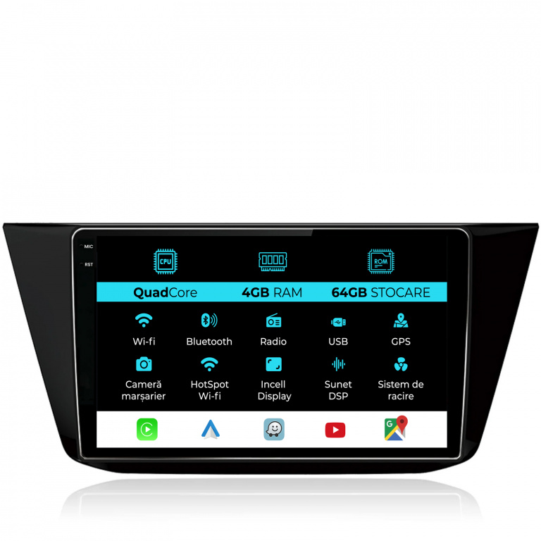 Navigatie Dedicata Volkswagen Tiguan (2016 - 2023),QuadCore, 10Inch, 4Gb Ram, 64Gb Stocare, Carplay