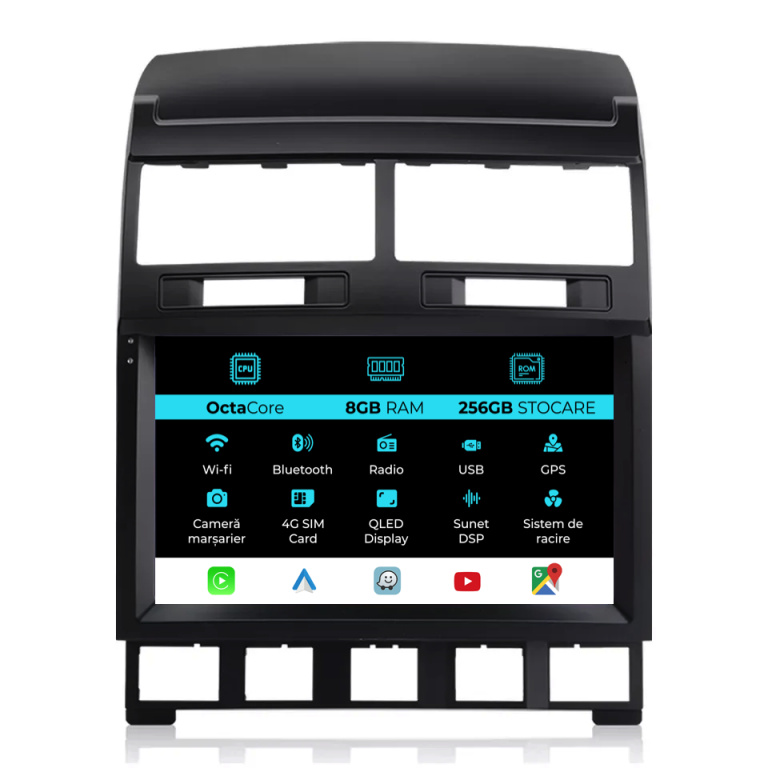 Navigatie Dedicata Volkswagen Touareg (2003-2010), 9Inch, 8Gb Ram, 256Gb Stocare, Carplay