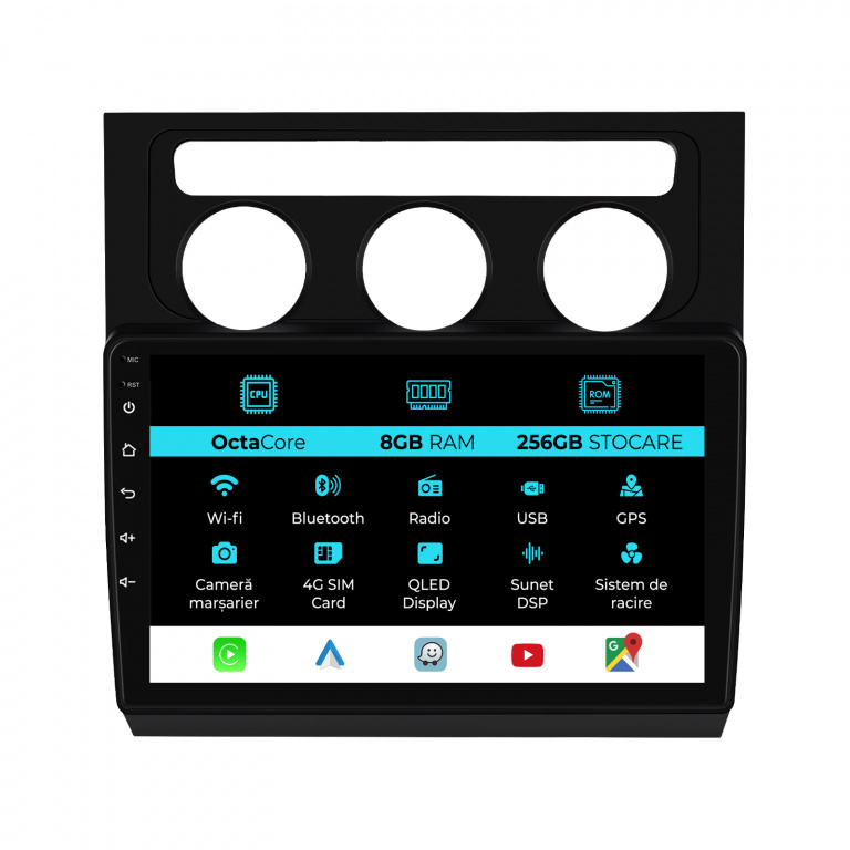 Navigatie Dedicata Volkswagen Touran (2003-2010), 10Inch, 8Gb Ram, 256Gb Stocare, Carplay