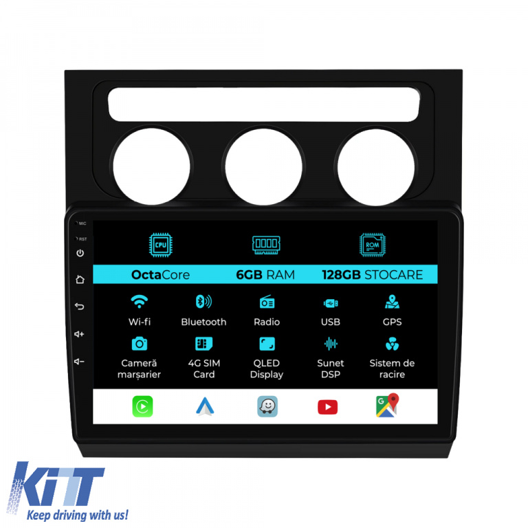 Navigatie Dedicata Volkswagen Touran (2003-2010), 10Inch, 6Gb Ram, 128Gb Stocare, Carplay NAVVW106TBD