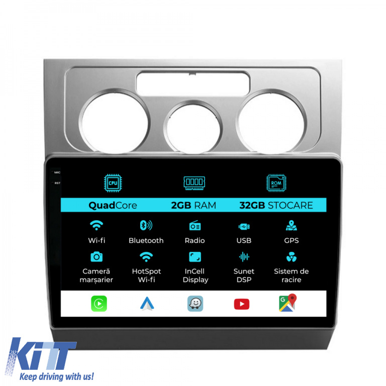 Navigatie Dedicata Volkswagen Touran (2003-2010), 10Inch, 2Gb Ram, 32Gb Stocare, Carplay NAVVW102ULX