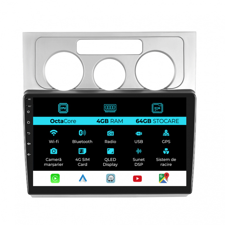 Navigatie Dedicata Volkswagen Touran (2003-2010), 10Inch, 4Gb Ram, 64Gb Stocare, Carplay