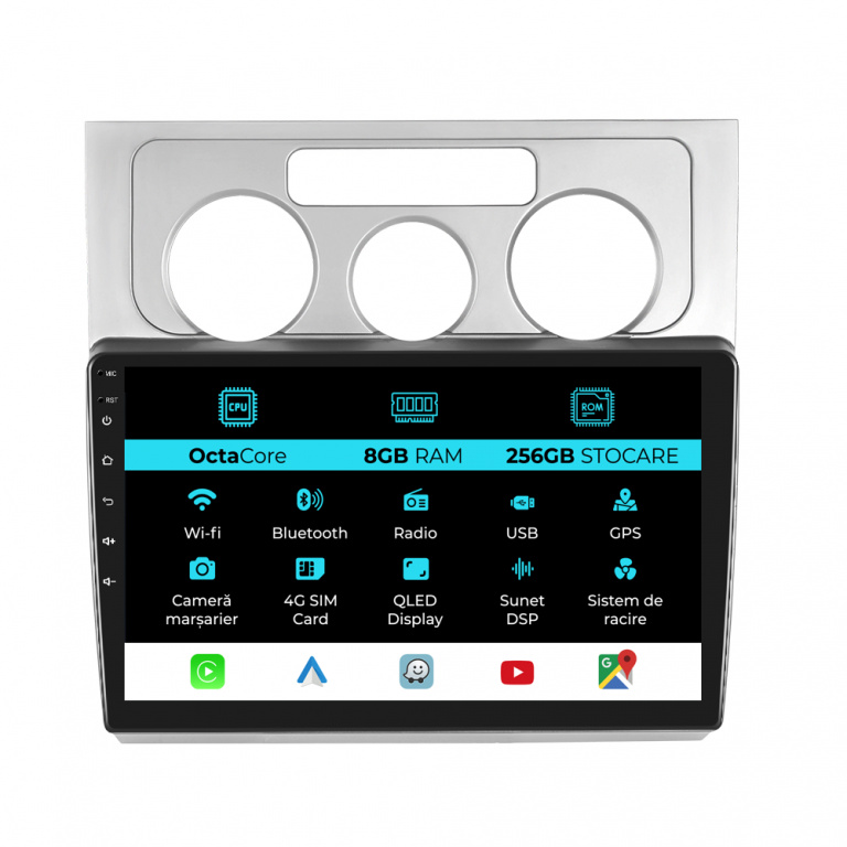 Navigatie Dedicata Volkswagen Touran (2003-2010), 10Inch, 8Gb Ram, 256Gb Stocare, Carplay
