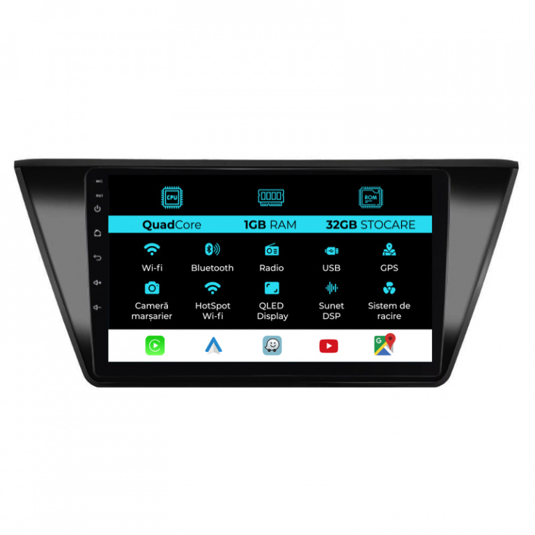 Navigatie Dedicata Volkswagen Touran (2014 - 2020), 10Inch, 1Gb Ram, 32Gb Stocare, Carplay