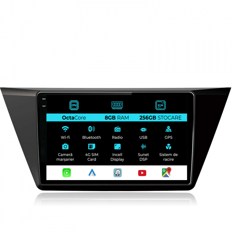 Navigatie Dedicata Volkswagen Touran (2015 - 2020), 10Inch, 8Gb Ram, 256Gb Stocare, Carplay