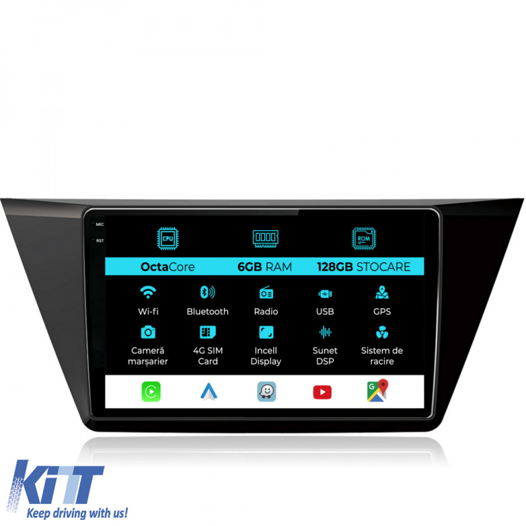 Navigatie Dedicata Volkswagen Touran (2015 - 2020), 10Inch, 6Gb Ram, 128Gb Stocare, Carplay NAVVW106DKL