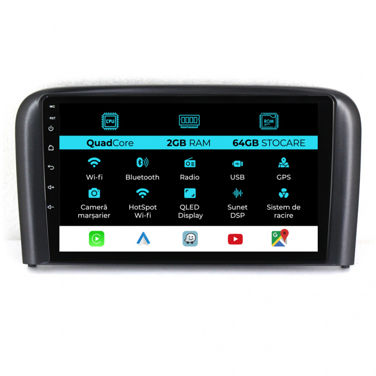 Navigatie Dedicata Volvo S80 (1998-2006), 9Inch, 2Gb Ram, 64Gb Stocare, Carplay
