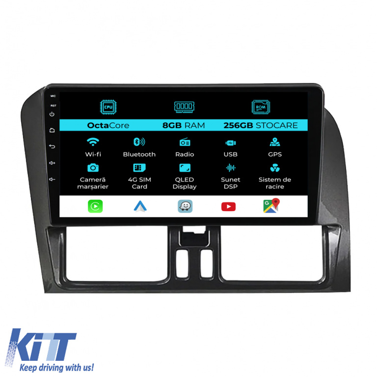 Navigatie Dedicata Volvo Xc60 (2008 - 2017), 9 Inch, 8Gb Ram, 256Gb stocare, Carplay NAVVO98KWT
