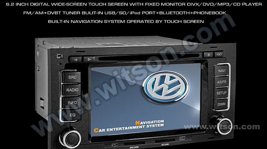 NAVIGATIE DEDICATA VW TOUAREG MULTIVAN TRANSPORTER T5 WITSON W2-D9200V DVD DVR GPS CARKIT BLUETOOTH