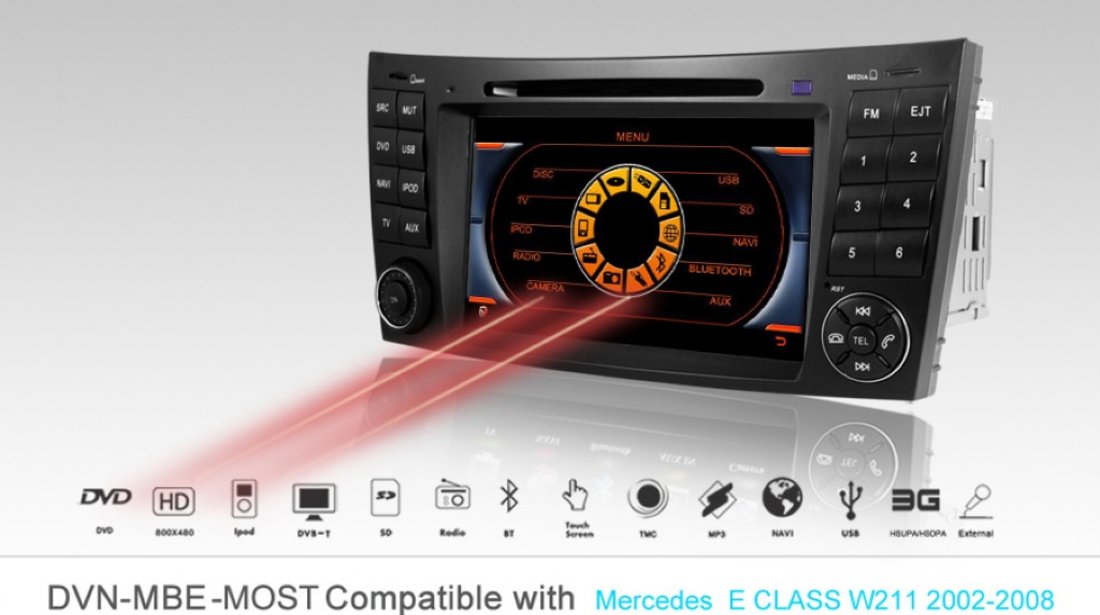 Navigatie Dynavin Dedicata Mercedes CLASA E W211 Fibra Optica Dvd Gps Carkit Internet 3g Tv