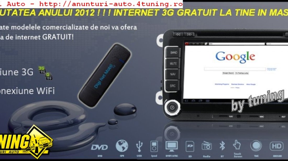 Navigatie Dynavin Dedicata Vw GOLF 6 Platforma D99 Android 2 2 Internet 3g Wi Fi Carkit Parrot Dual Radio Tuner Model Premium