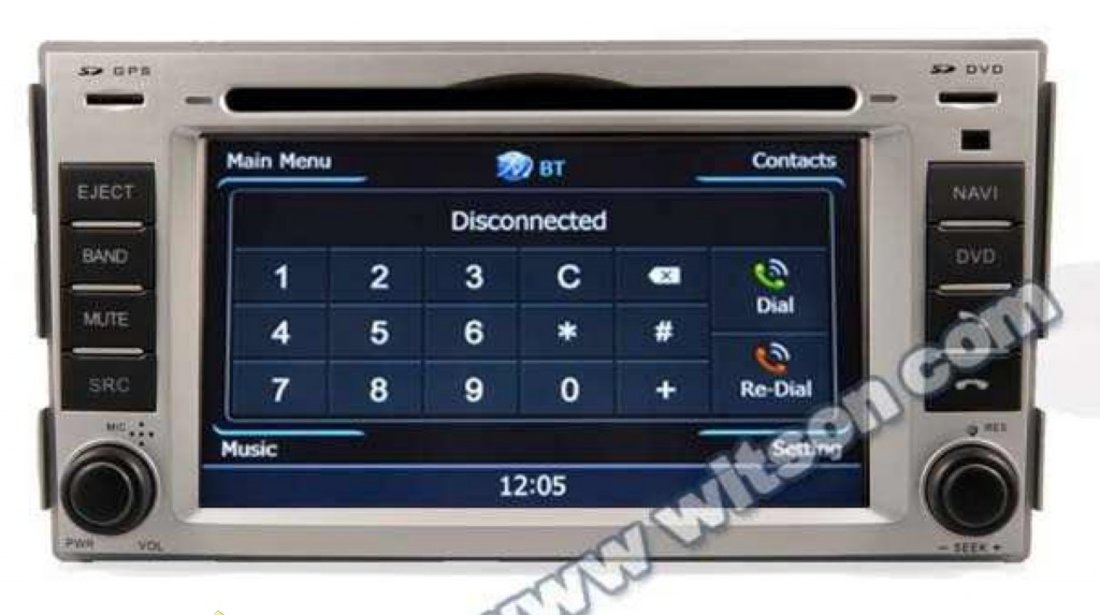 Navigatie EDOTEC EDT- C008 Dedicata Hyundai Santa Fe Dvd Auto Gps Procesor 1ghz Navd C008 Platforma S100 512 Ddr 2 Internet 3g Wifi Dvd Gps Tv Dvr Carkit Preluare Agenda Telefonica