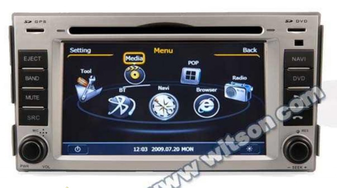 Navigatie EDOTEC EDT- C008 Dedicata Hyundai Santa Fe Dvd Auto Gps Procesor 1ghz Navd C008 Platforma S100 512 Ddr 2 Internet 3g Wifi Dvd Gps Tv Dvr Carkit Preluare Agenda Telefonica