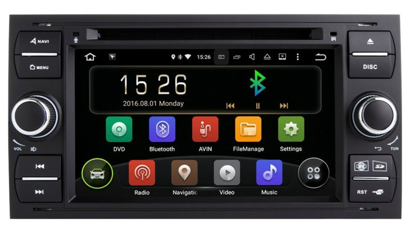 Navigatie Gps Android 9.0 Ford Focus Mondeo Fiesta Kuga Transit , 2GB RAM +16GB ROM , Internet , 4G , Aplicatii , Waze , Wi Fi , Usb , Bluetooth , Mirrorlink