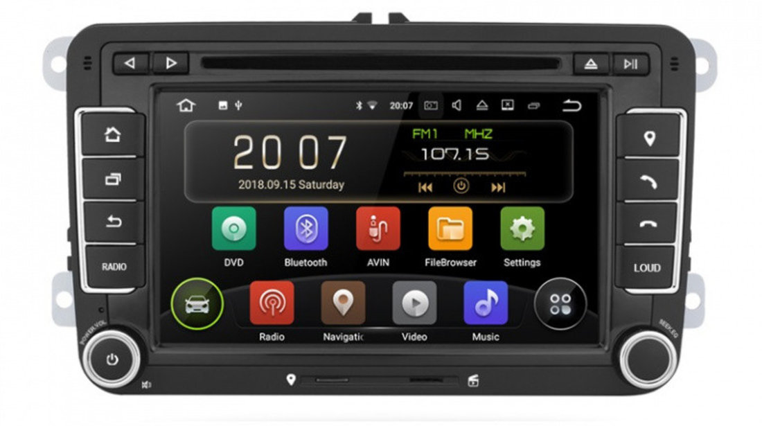 Navigatie Gps Android 9.0 VW Golf 5 6 Passat B6 B7 CC Tiguan Touran Jetta Eos Polo Sharan Amarok Caddy , Internet , 4G , Aplicatii , Waze , Wi Fi , Usb , Bluetooth , Mirrorlink