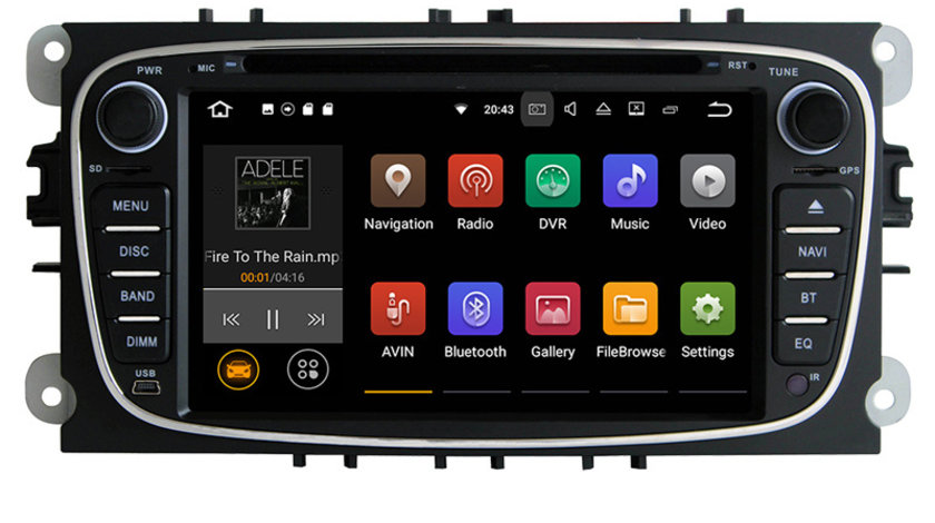 Navigatie Gps Android Ford Mondeo Focus S Max Transit Tourneo , 2GB RAM +16GB ROM, Internet , 4G , Aplicatii , Waze , Wi Fi , Usb , Bluetooth , Mirrorlink