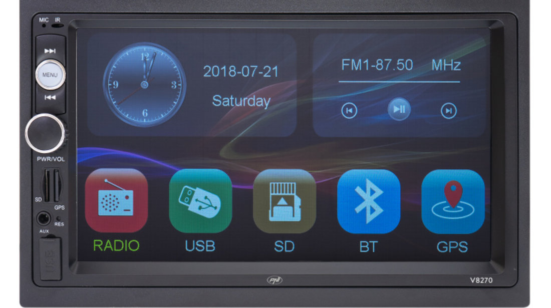 Navigatie multimedia PNI V8270 2 DIN cu GPS MP5, touch screen 7 inch, radio FM, Bluetooth, Mirror Link, AUX, USB, microSD PNI-V8270
